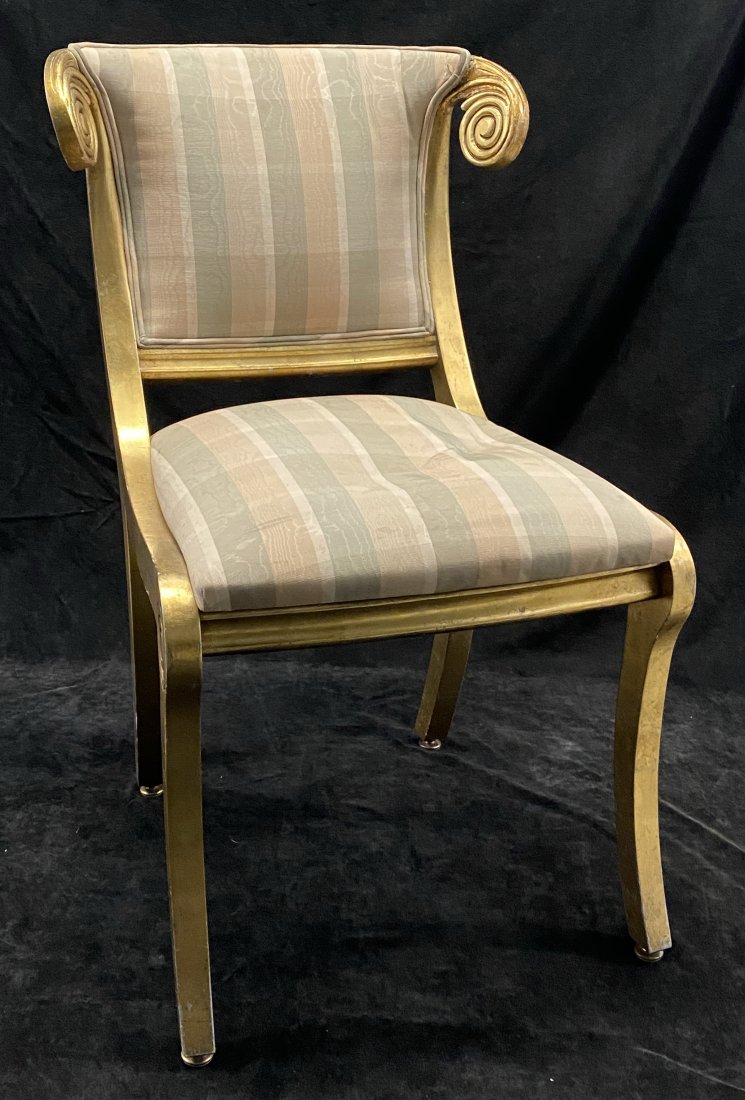 REGENCY STYLE GILT SIDE CHAIR 34X20X20: REGENCY STYLE GILT SIDE CHAIR 34X20X20