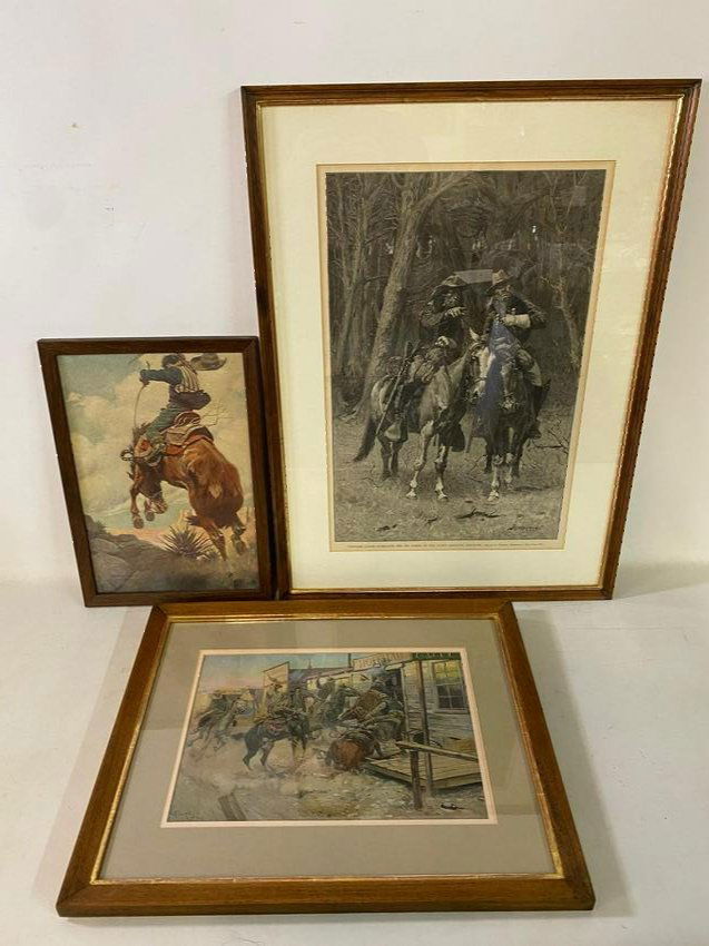 3 OLD WEST THEME PRINTS 27" X 19.75" INC. FRAME (1 of 4)