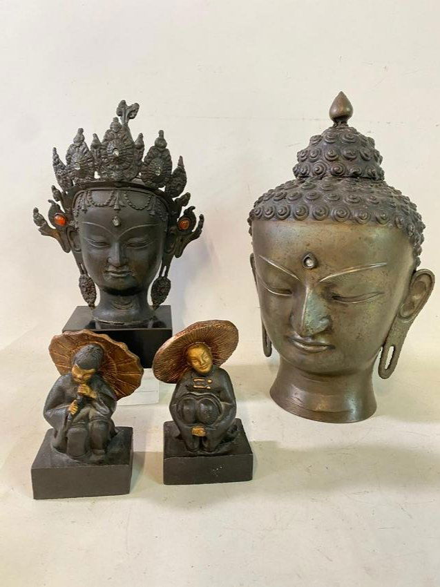 LOT 4 ASIAN ITEMS  INC. IMPRESSIVE BRASS BUST 15"H (1 of 4)