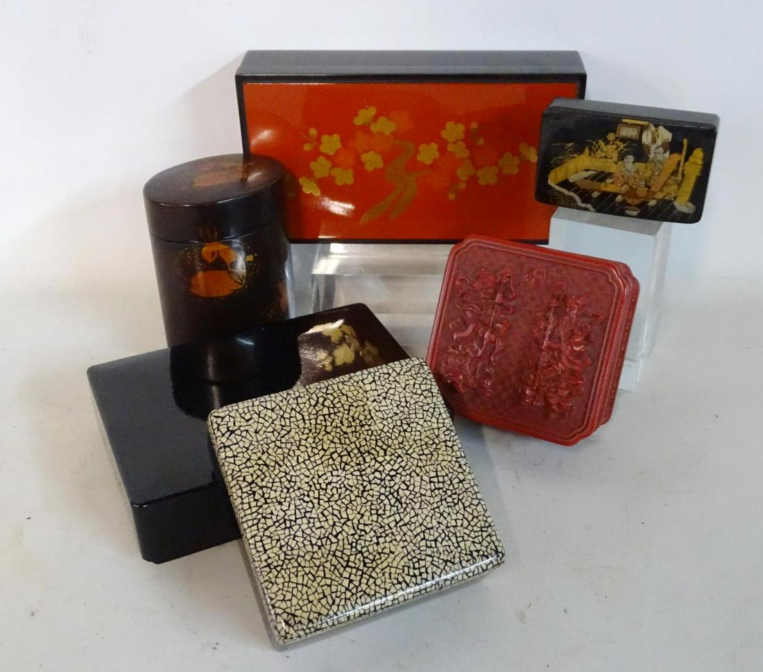 LOT OF 6 LACQUER BOXES 4.5 TALLEST (1 of 10)