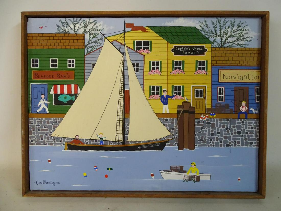 CATE MANDIGO SIGNED OIL ON CANVAS SEA BROOK HARBOR (1 of 5)