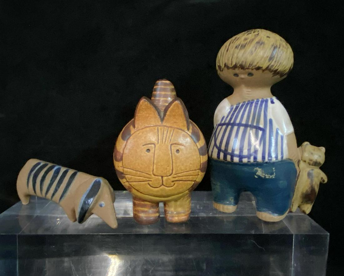 3 PCS. SWEDISH CERAMICS (DOG, CAT, BOY)  7.5" TALLEST (1 of 4)
