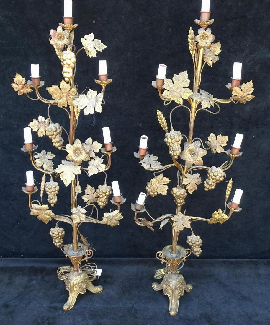 PAIR WHIMSICAL GRAPE AND LEAF MOTIF CANDELABRA (1 of 4)