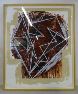 SIGNED ABRACT LITHOGRAPH 46X38 INCL. FRAME: SIGNED ABRACT LITHOGRAPH 46X38 INCL. FRAME MEL BOCHNER?