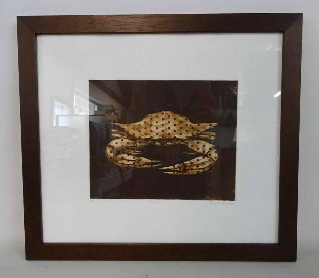KAREN KEMP ETCHING (CRAB) 16X18 INCL.FRAME: KAREN KEMP ETCHING (CRAB) 16X18 INCL.FRAME