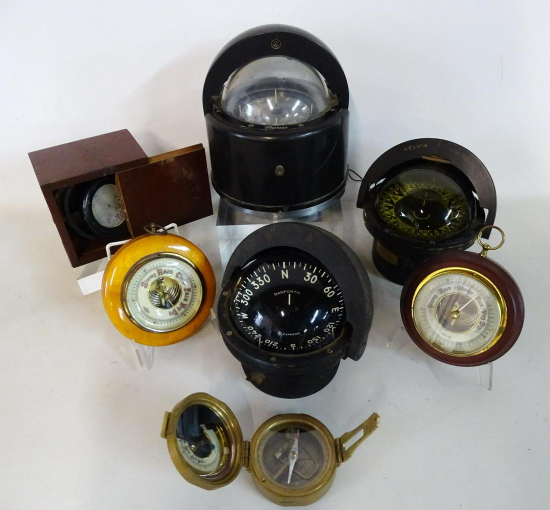 ASSORTED LOT OF NAUTICAL ITEMS INC. COMPASSES AND (1 of 7)