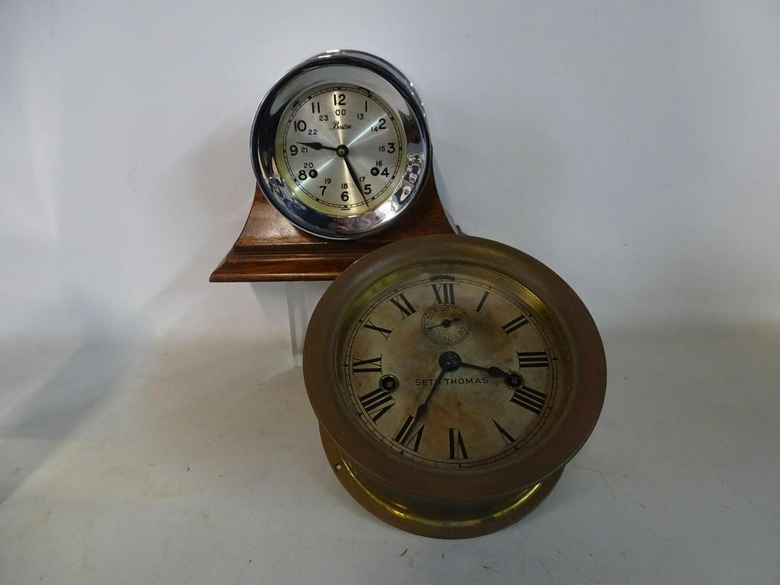 2 SHIP'S CLOCKS: SETH THOMAS AND BOSTON LARGEST 3.25 X (1 of 11)