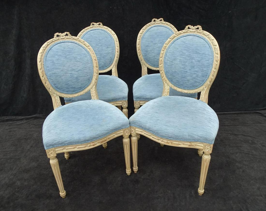 GROUP OF 4 LOUIS XVI STYLE PAINT DECORATED.CHAIRS (1 of 11)