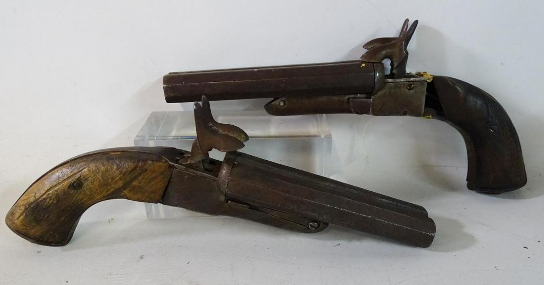 PAIR ANTIQUE FLINK LOCK PISTOLS (1 of 8)