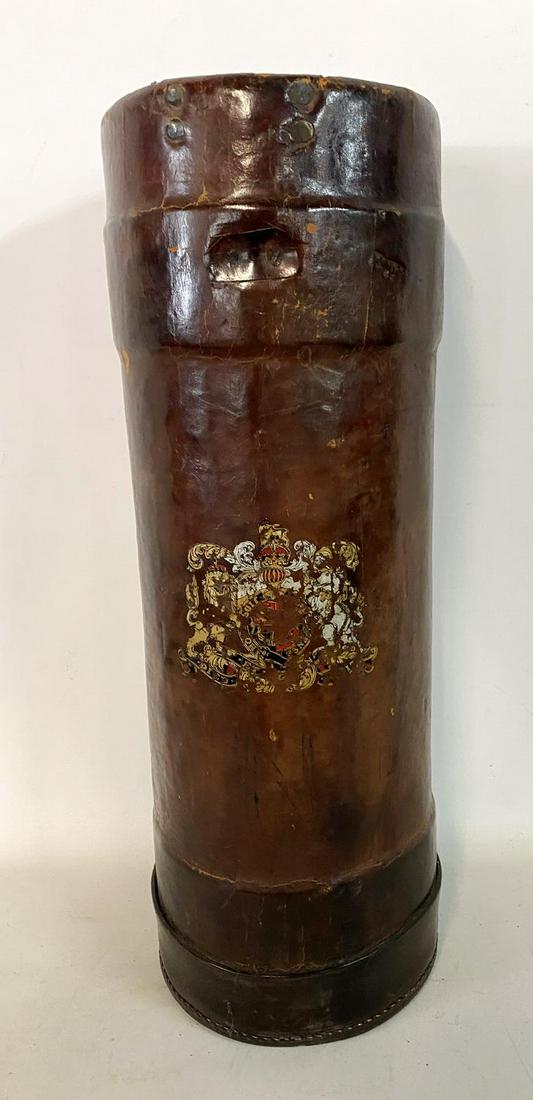 ANTIQUE LEATHER FIRE BUCKET 21''HX7.5''DIA.. (1 of 4)