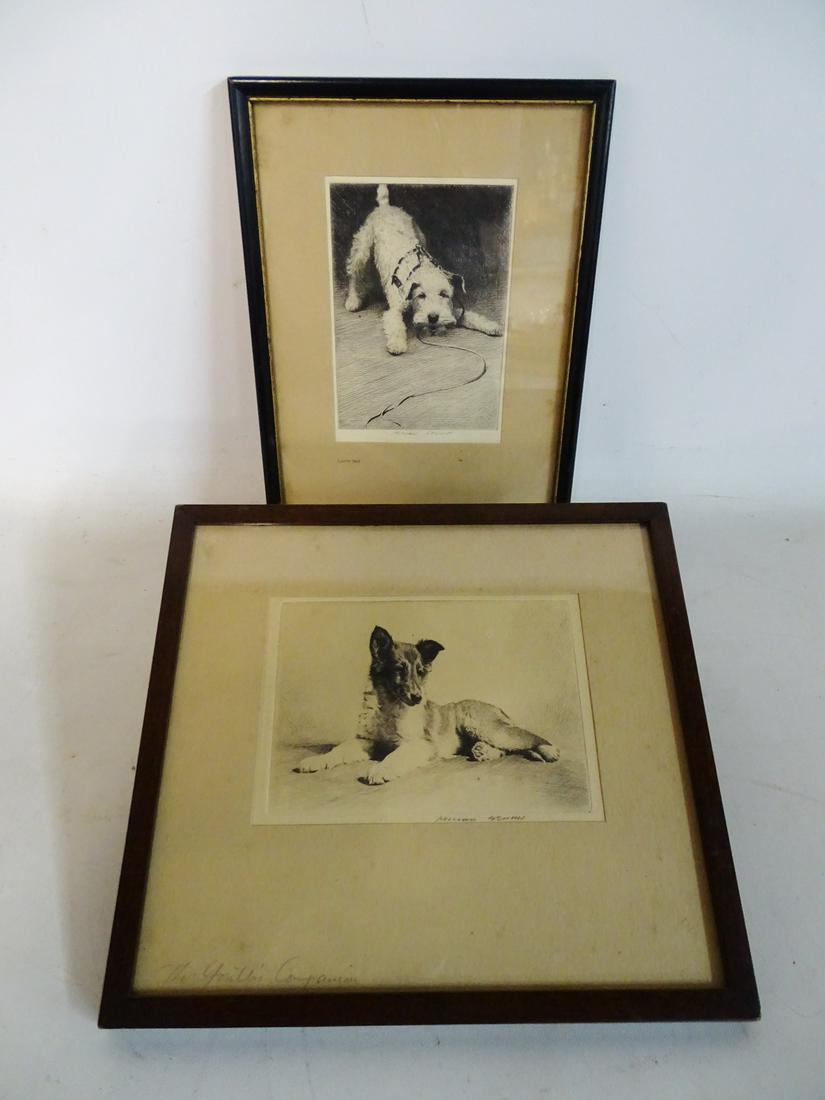 (2) MORAGN DENNIS SIGNED ETCHING "COLLIE PUP" & "LET'S (1 of 8)