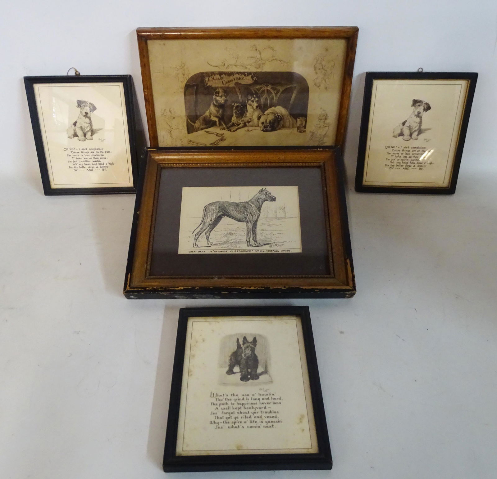 (5) DOG THEMED PRINTS INC. "MERRY CHRISTMAS, SCOTTIE & (1 of 7)