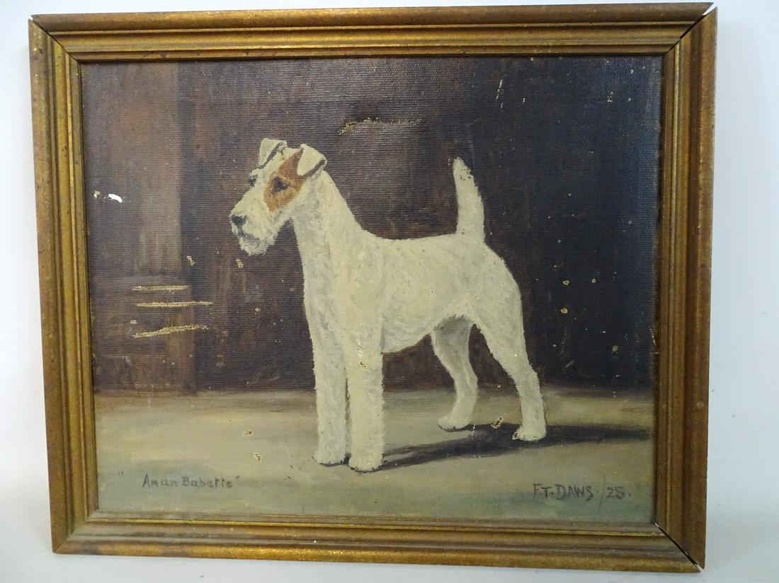 F.T. DAWS SIGNED OIL ON CANVAS WIRE HAIRED FOX TERRIER (1 of 10)