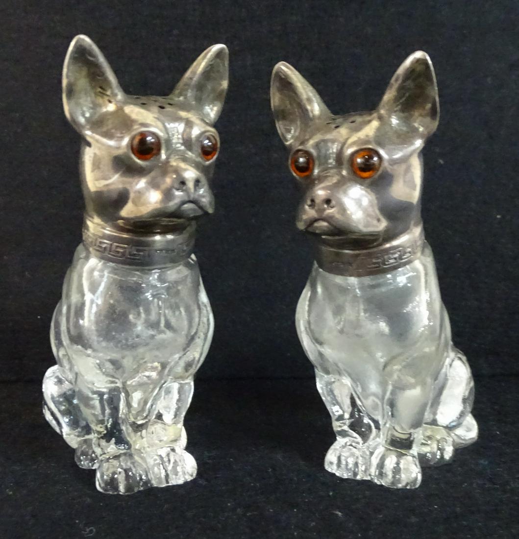 PAIR FRENCHIE FIGURAL S.S AND CRYSTAL SALT & PEPPER (1 of 5)