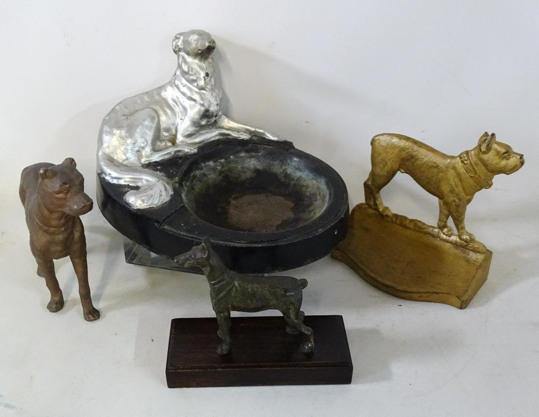 (4) DOG FIGURAL ITEMS INC. BRONZE DOBERMAN, BRADLEY & (1 of 8)