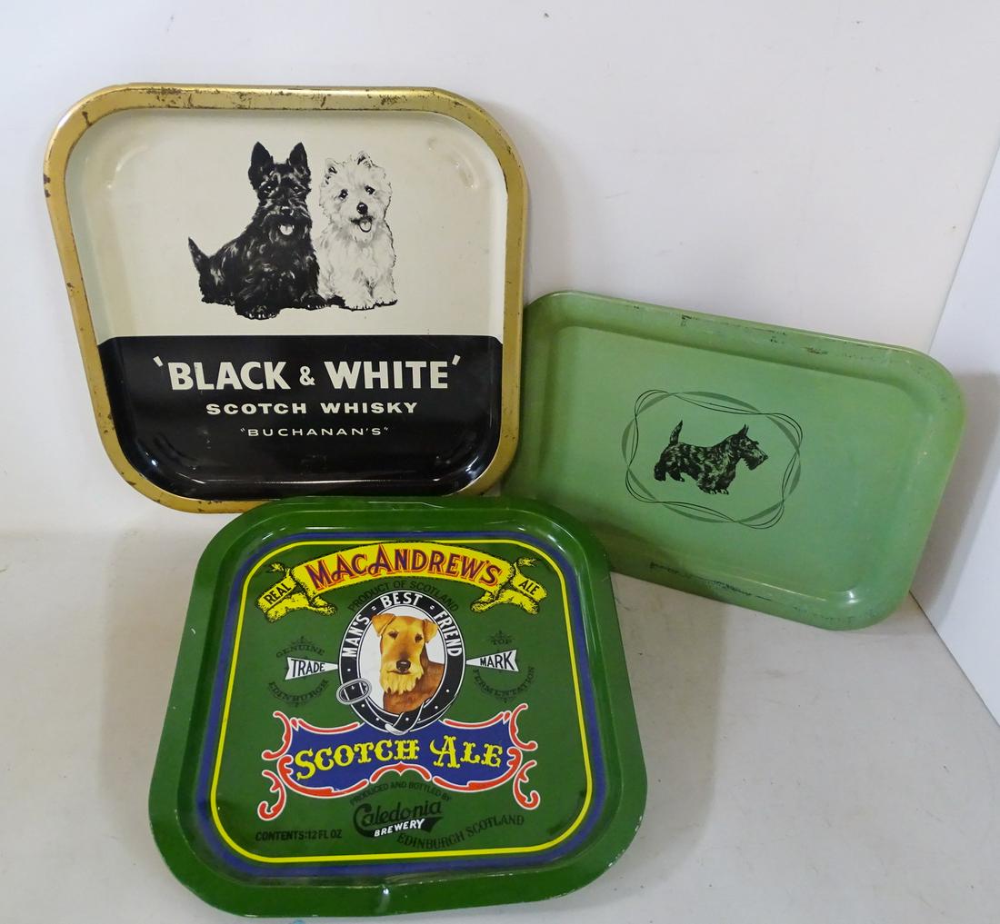 GROU POF 3 DOG THEMED VINTAGE TRAYS INC. "BLACK & (1 of 8)