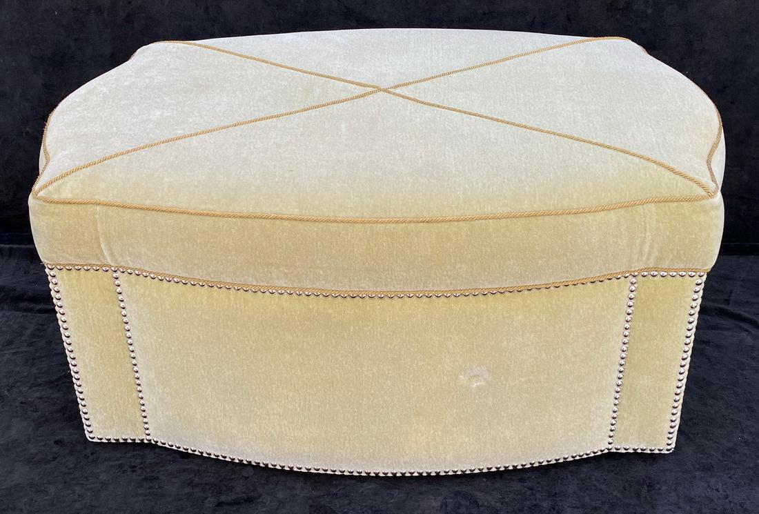 MOHAIR OTTOMON W SILVER STUDDING 18" X 38" X 26": MOHAIR OTTOMON W SILVER STUDDING 18" X 38" X 26"