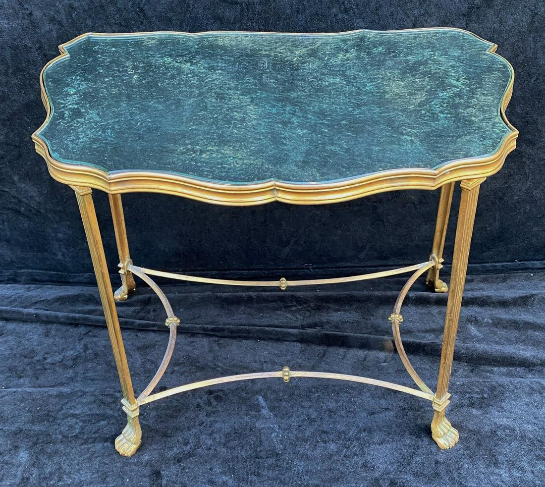 FRENCH STYLE SCALLOPED MIRROR TOP SIDE TABLE  16" X (1 of 3)