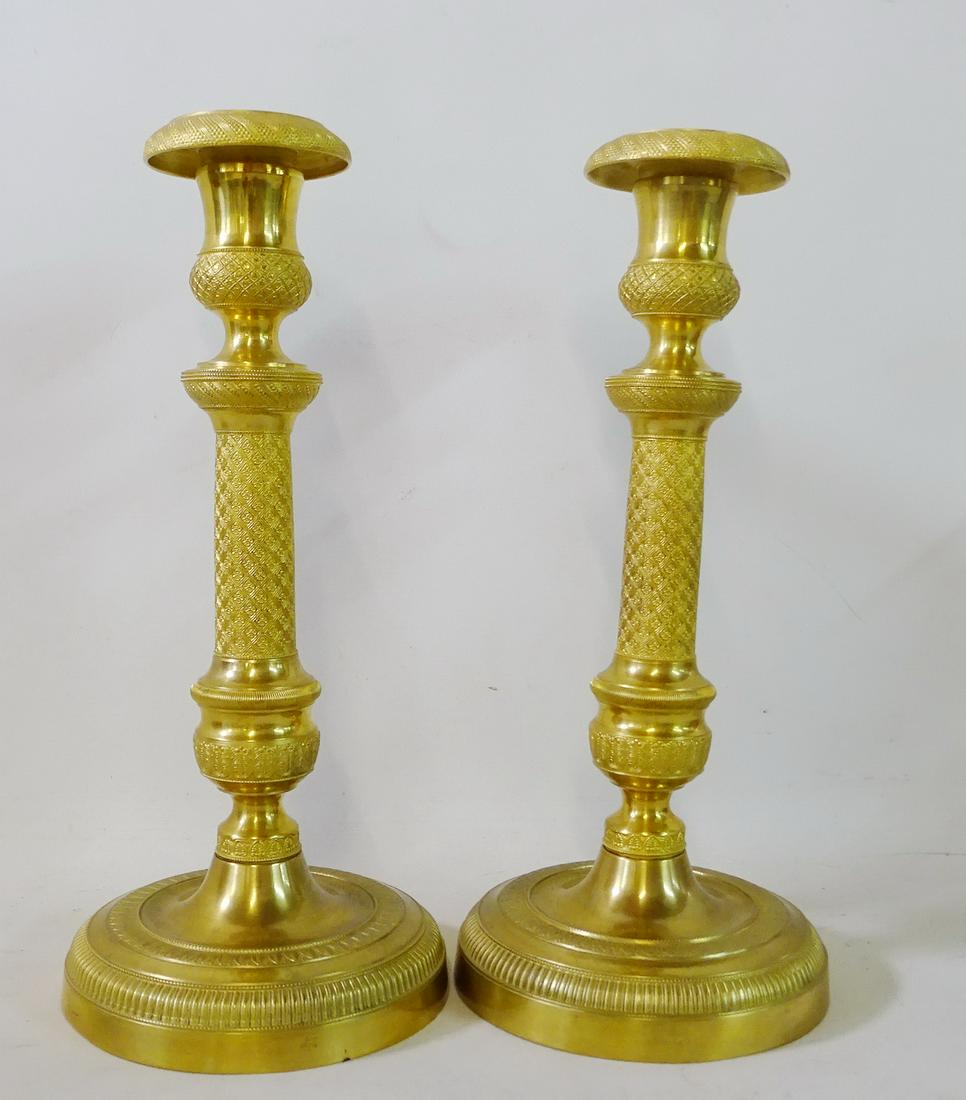 PAIR DORE BRONZE CANDLESTICKS 11" H (1 of 3)