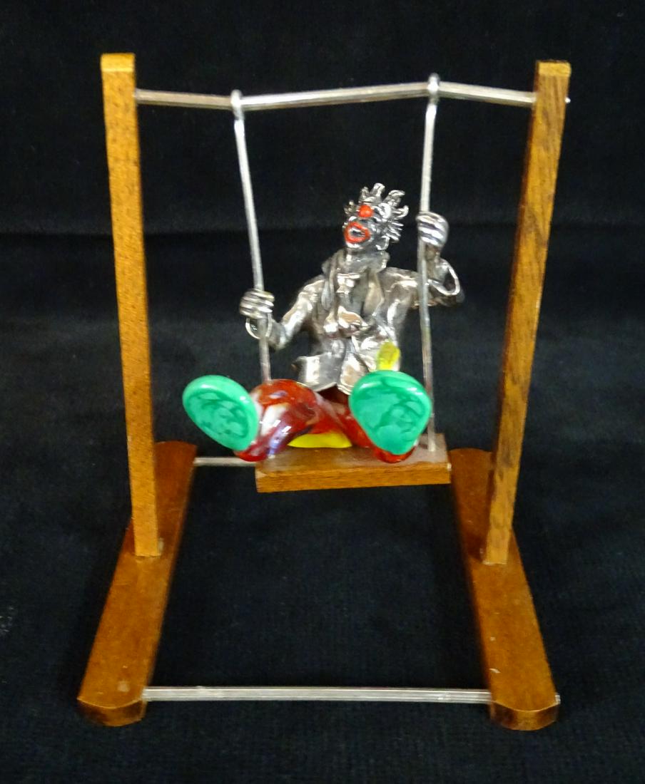 VITTORIO ANGINI SGNED SILVER & MURANO GLASS CLOWN ON (1 of 4)