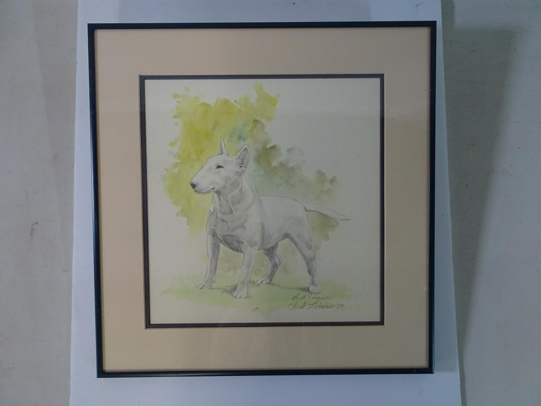 CHUCK LIESE SGN. WORK ON PAPER:  BULL TERRIER 17" X (1 of 2)