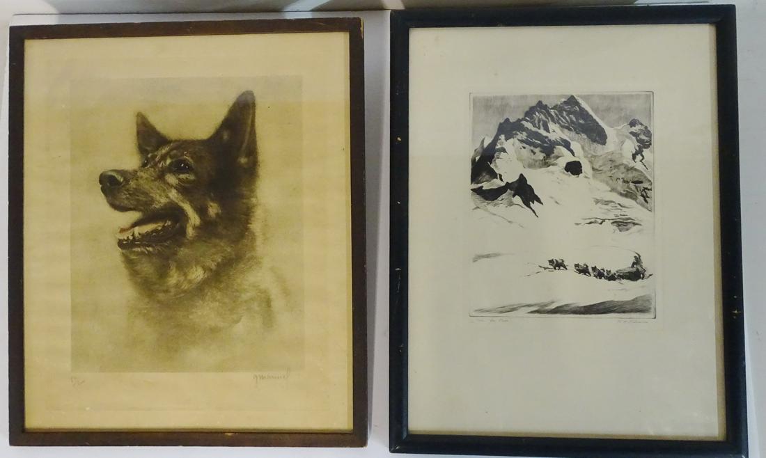 (2) PCS. G. MANNEL PRINT "NORWEGIAN ELKHOUND" AND SGN. (1 of 9)