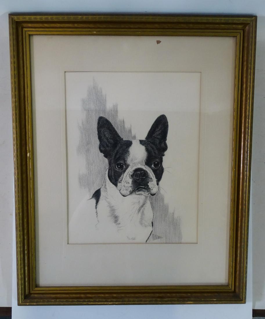 HEUSCHKEL SGN. WORK ON PAPER "BOSTON TERRIER"    22.5" (1 of 5)