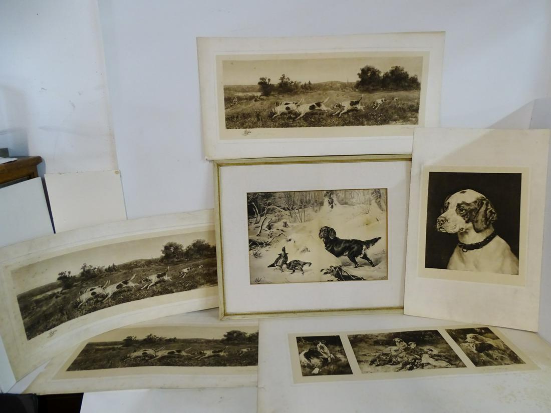 COLLECTION OF VINTAGE SETTER THEMED LITHOS INC. J.M.: COLLECTION OF VINTAGE SETTER THEMED LITHOS INC. J.M. TRACY SGN. OVER HILL AND DALE