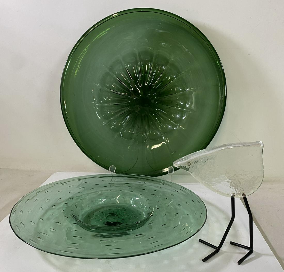 (4) PIECE LOT OF MURANO GLASS 2 CHARGERS, BIRD, AND (1 of 7)