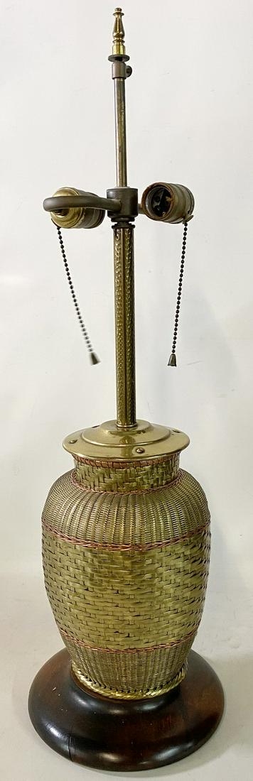 WOVEN BRASS/COPPER BASKET FORM TABLE LAMP 27"H (1 of 4)