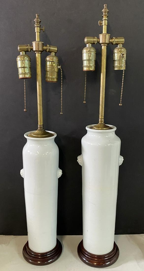 PR. COMPLIMENTARY WHITE  ASIAN FIGURAL  LAMPS 28" (1 of 4)