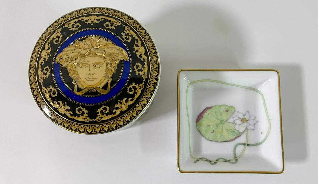 VERSACE & HERMES PORCELAIN LOT 3.5" TALLEST: VERSACE & HERMES PORCELAIN LOT 3.5" TALLEST