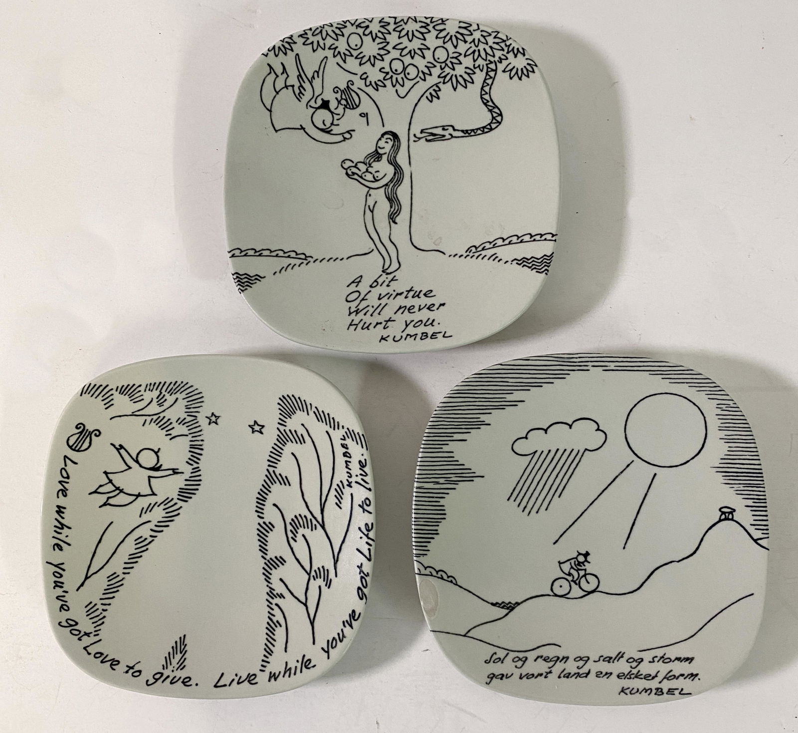 3 PIET HEIN PLATES BY NYMOLE (DANISH) 4.25" X 4.25" (1 of 4)