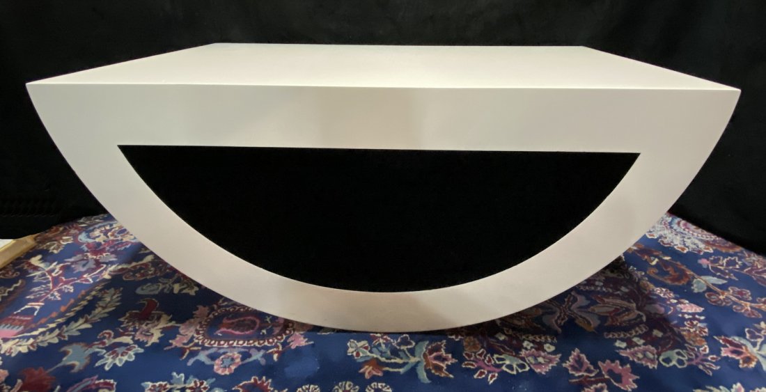 CREAM AND BLACK LACQUER COFFEE TABLE 22"X48"X 028" (1 of 5)