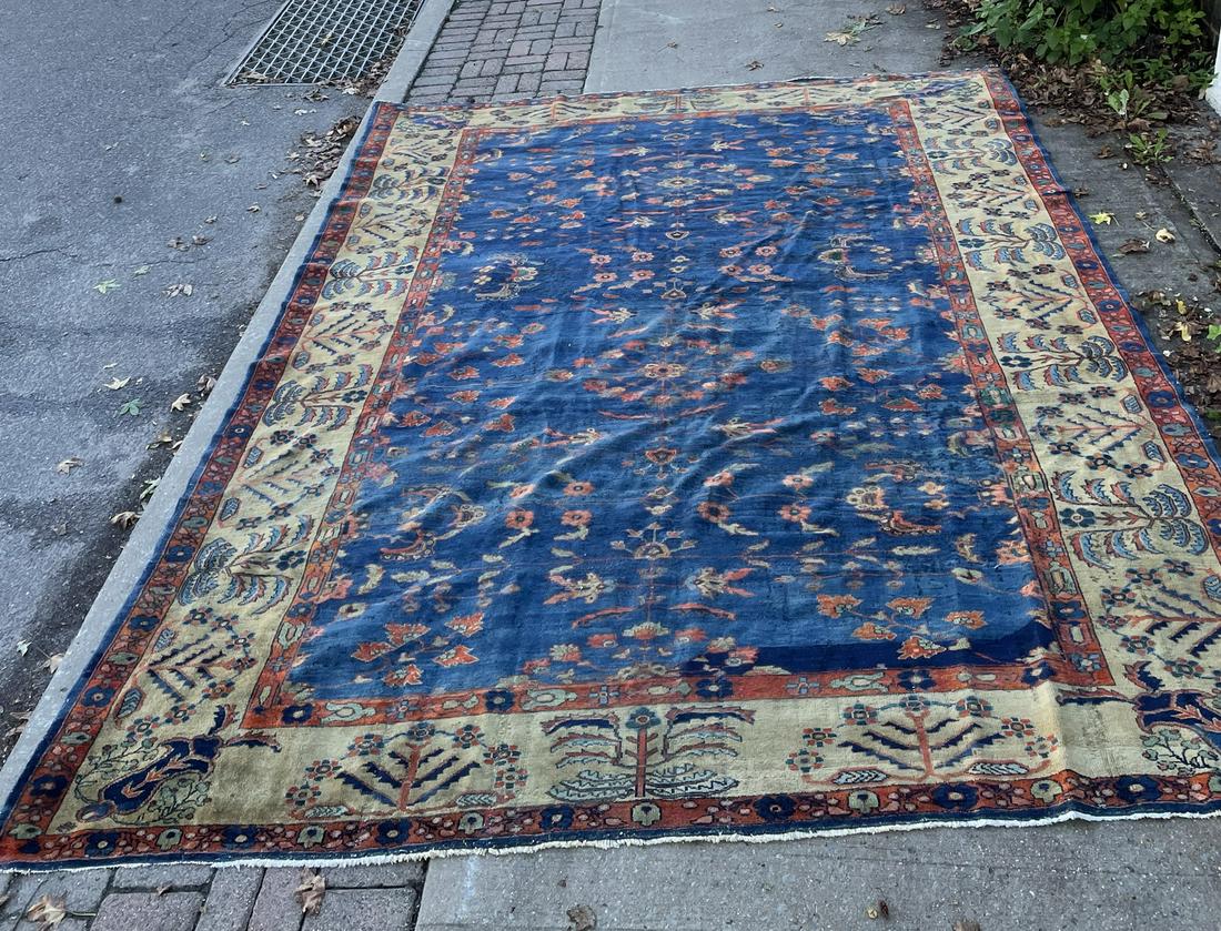 ANTIQUE CARPET W/ BLUE GROUND  11' 2" X 8' 8" (1 of 8)