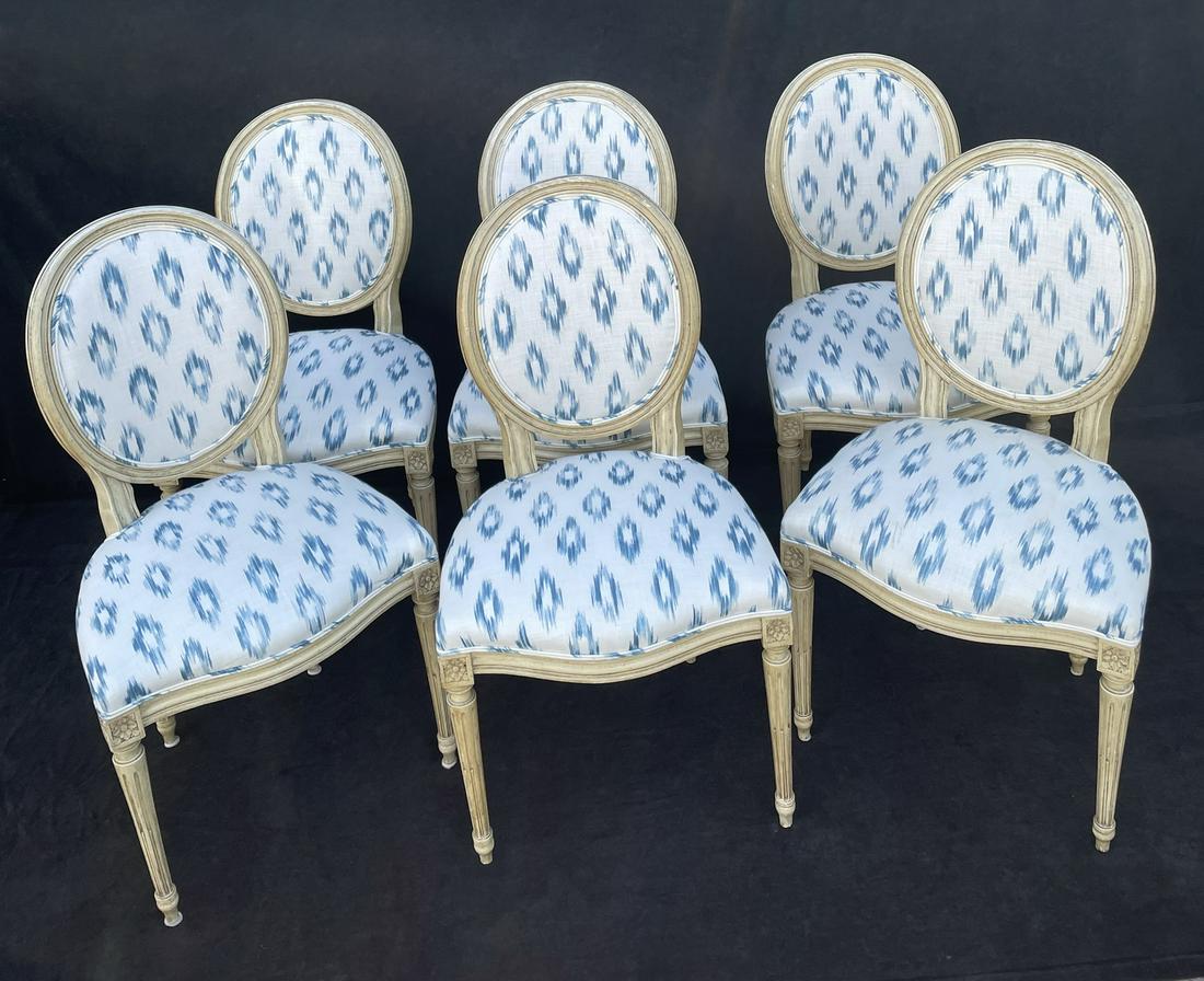 (6) LOUIS XVI STYLE PAINT DECORATED SIDE CHAIRS  37" X (1 of 7)