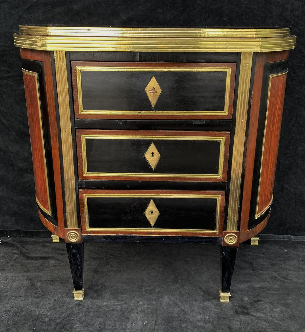 19TH CENTURY BALTIC BRASS & EBONY COMMODE 21" X 33" (1 of 6)