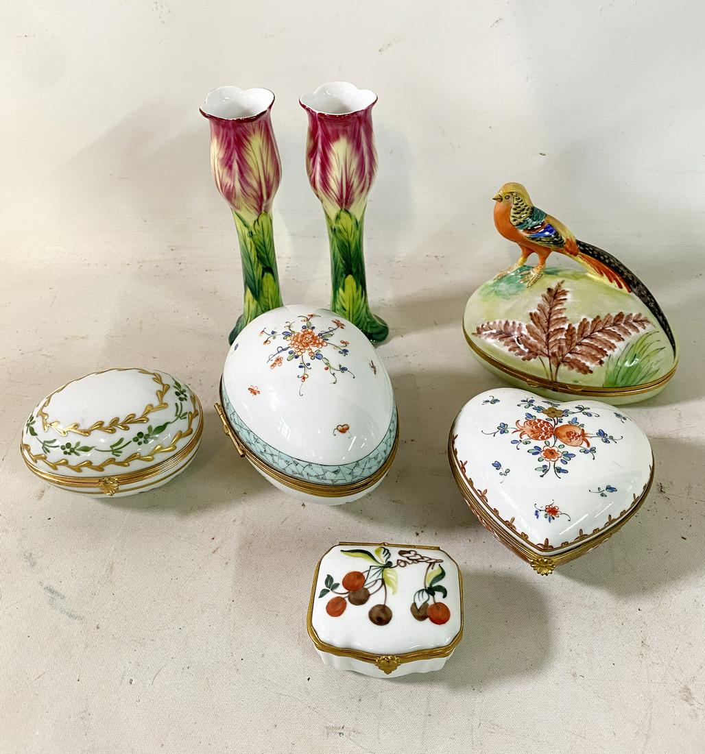 TRAY LOT OF LIMOGES INC. BIRD FIGURAL BOX (1 of 2)