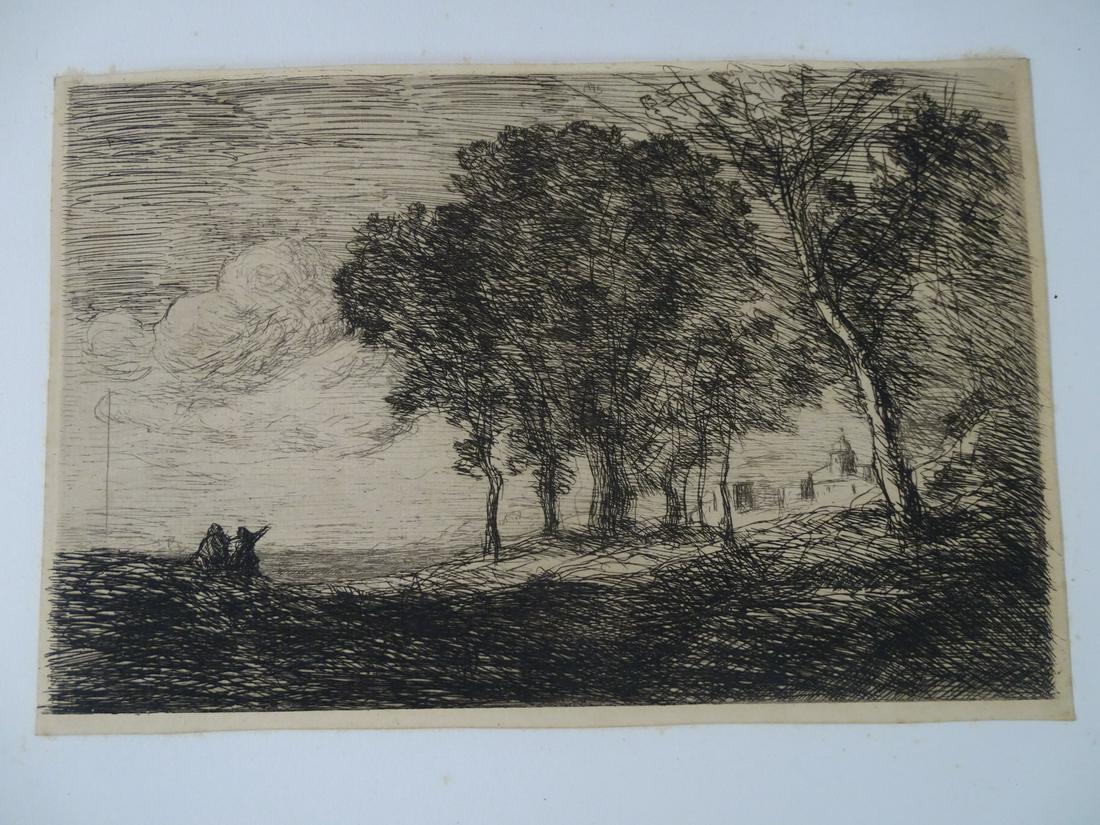 COROT ETCHING (LANDSCAPE) SWAN GALLERIES SIGNED IN (1 of 5)