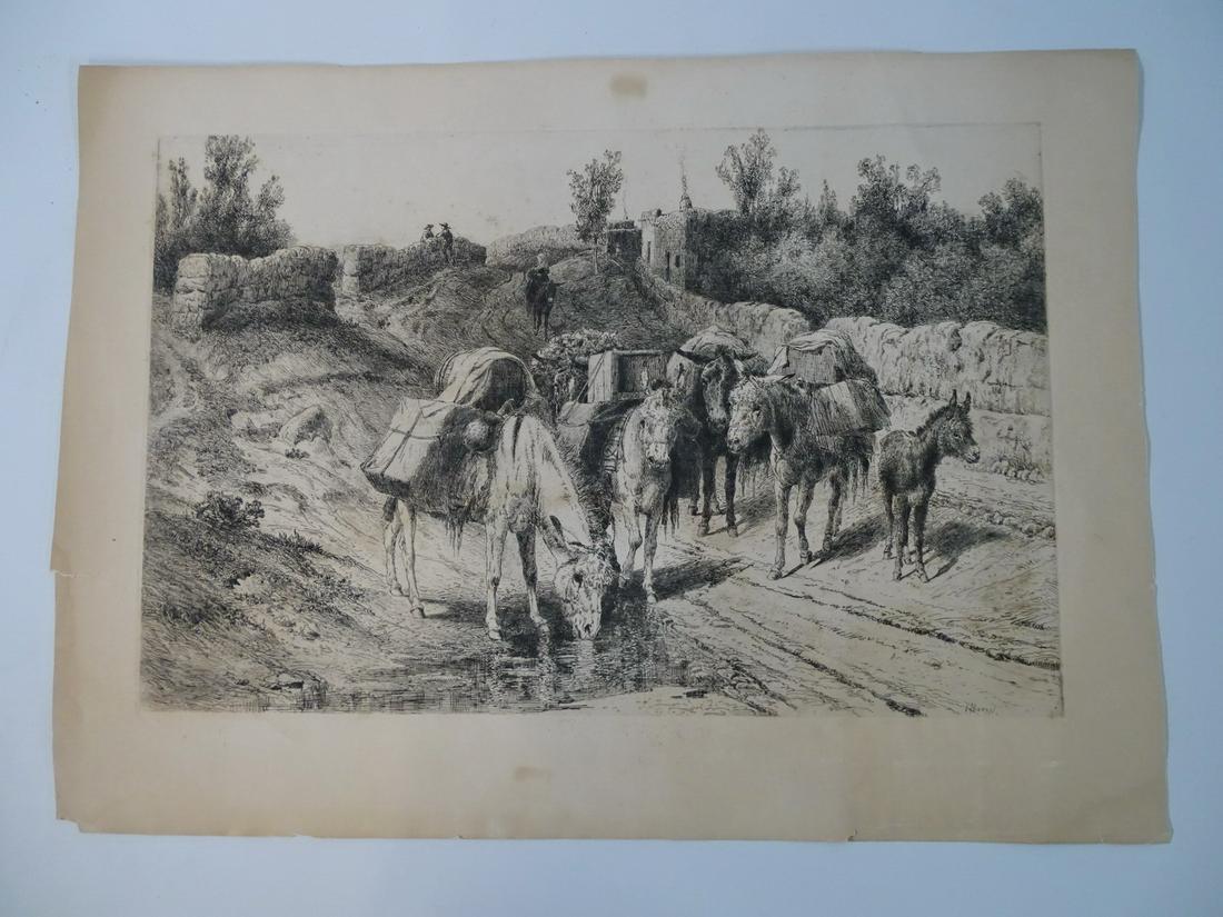 PETER MORAN ETCHING ON THE ROAD TO SANTA FE 11" X 17" (1 of 7)