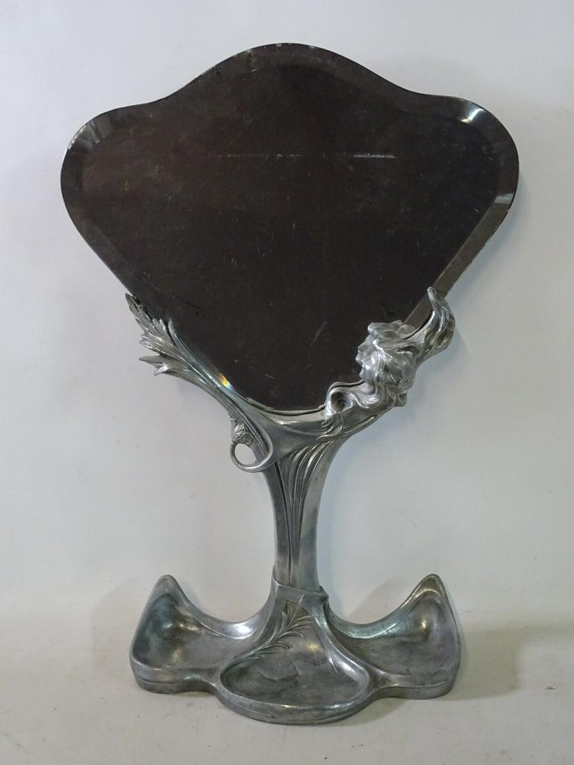ART NOUVEAU FIGURAL MIRROR ON STAND 24" X 16 1/2" X 6" (1 of 8)