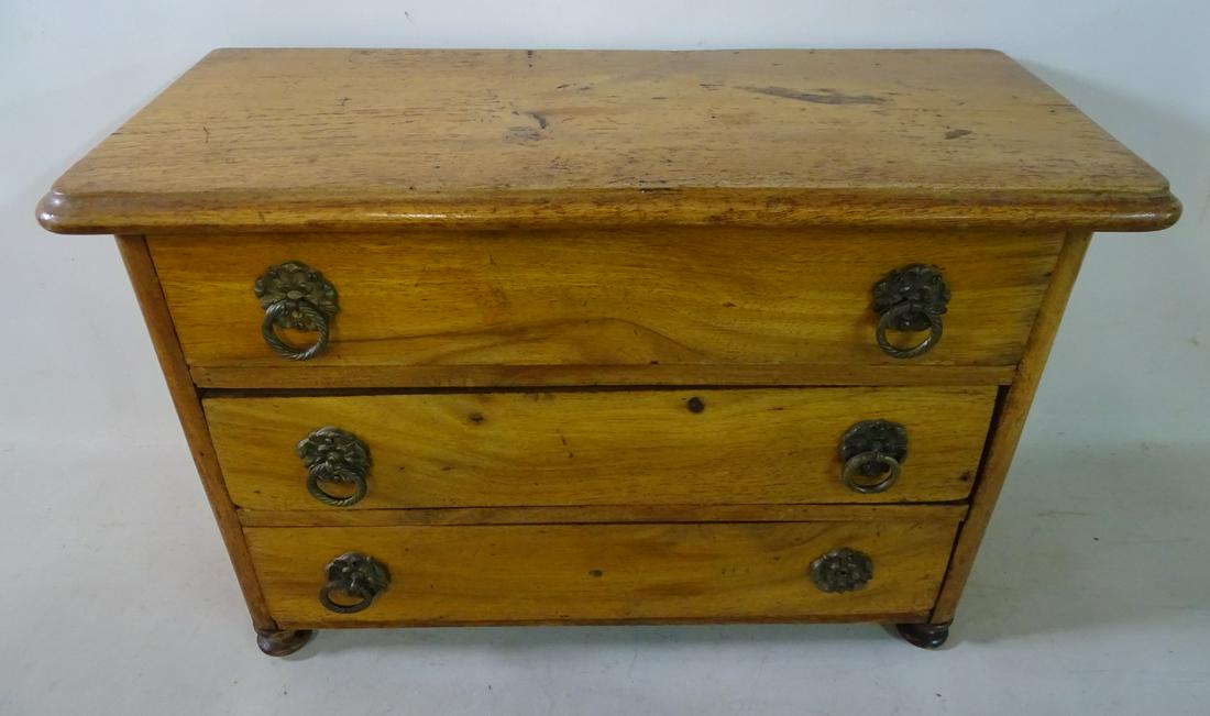 19C SALESMAN  SAMPLE FRUITWOOD COMMODE 11X16X7 (1 of 9)