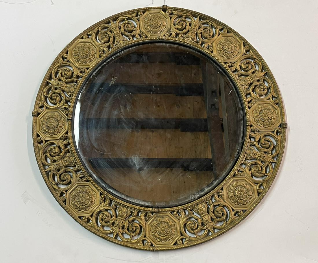BRONZE CIRCULAR MIRROR 26'' DIA.. (1 of 8)