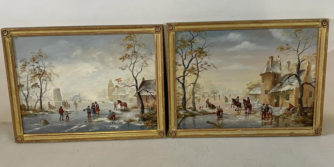 PAIR OF DUTCH PAINTINGS ON BOARD 13''X17'' (1 of 7)