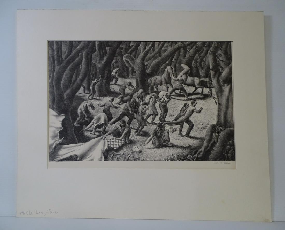JOHN MCCLENNAN PANIC 1937 SIGNED LITHOGRAPH 12" X 18" (1 of 4)