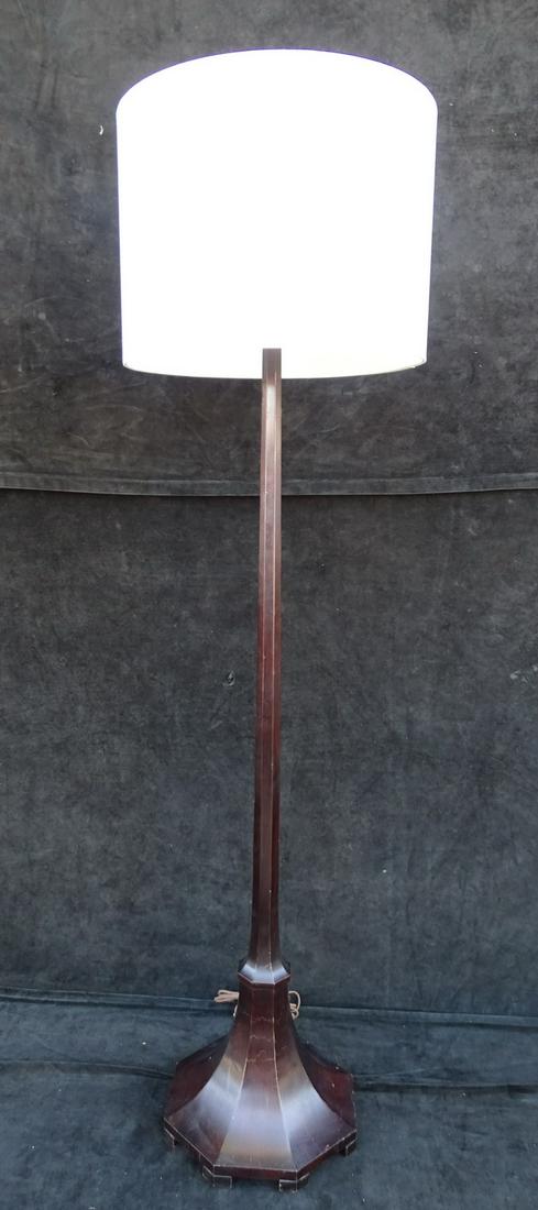 VINTAGE MAHOGANY POLE LAMP W/SHADE 70"H  & 20"DIA. (1 of 8)