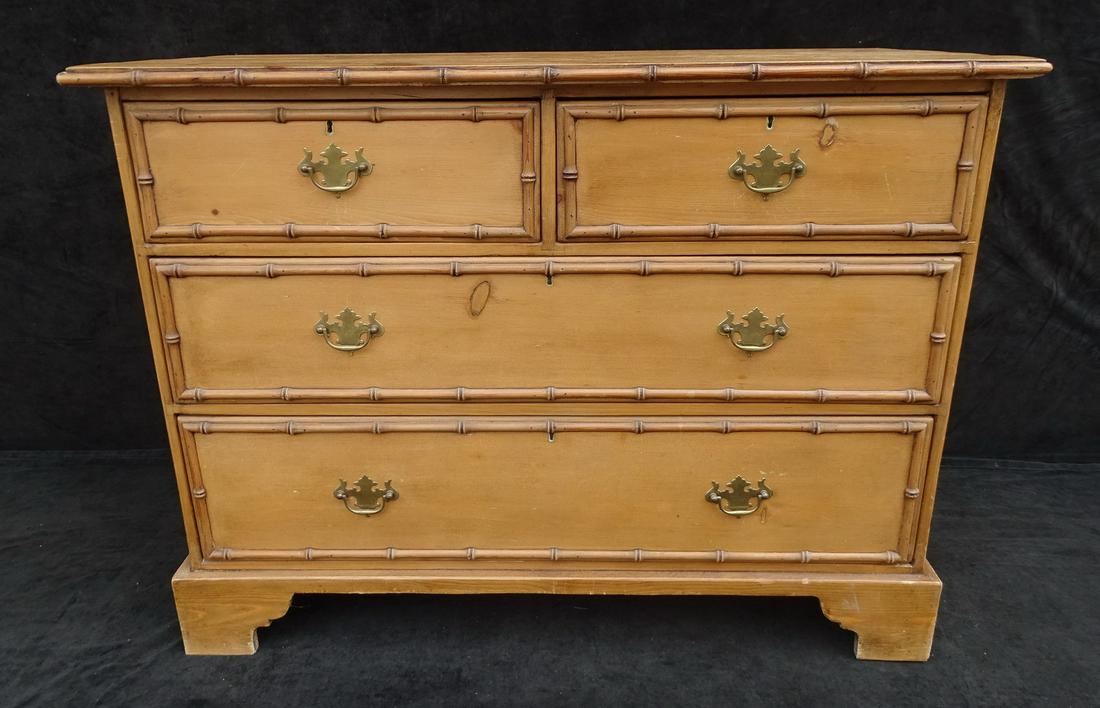4 DRAWER PINE CHEST W/FAUX BAMBOO TRIM 43" X 33" X 21" (1 of 10)