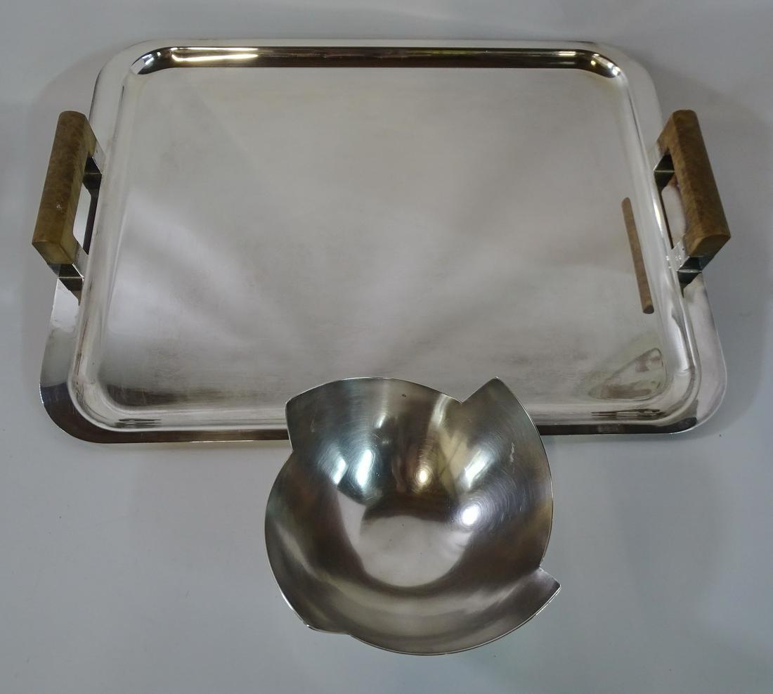 CHRISTOFLE S/P WOOD HANDLED TRAY AND SWID POWEL ELSA (1 of 9)