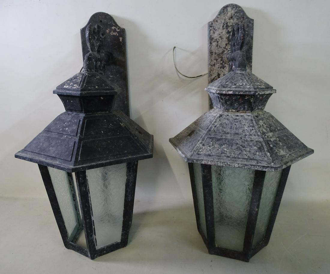PAIR LANTERNS [METAL] 22'' H. (1 of 7)