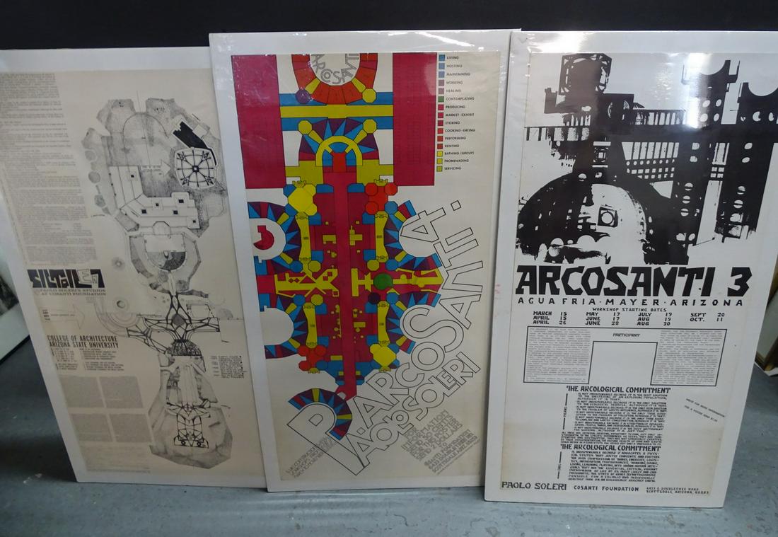 PAOLO SOLERI (3) VINTAGE POSTERS ARCOSANTI (PARCOSANTI (1 of 5)